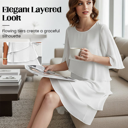 🎁 50% OFF! Women's Elegant Layered Ruffle Sleeve Dress – Effortless Style for Every Occasion 💃