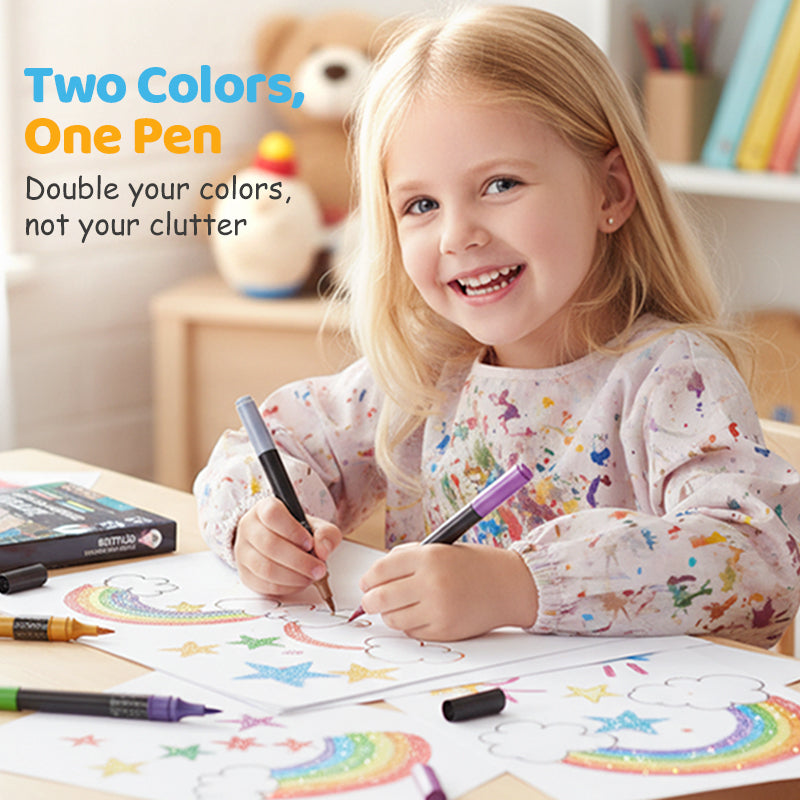 🥳2026 HOT SALE💞50K+ SOLD!🎁24 Colors Dual-Tip Glitter Marker Set