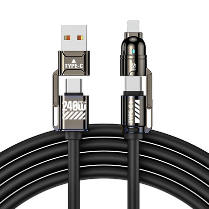 🔌50% OFF NOW! High‑Power 4‑in‑1 Fast Charging Cable, 240W PD Multi‑Interface Charging Cord, USB‑A/USB‑C to Type‑C/Lightning, Universal Fast Charge Cable for Phones & Laptops