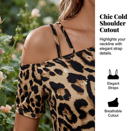 🥳2026 HOT SALE🥳💞50K+ SOLD!💥🐆✨ 50% OFF! Asymmetrical Cold Shoulder Mini Dress – Flattering ruched hem & twisted front. Lightweight & breathable. Perfect for summer getaways. 🌊🌿