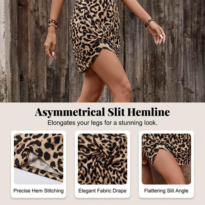 🥳2026 HOT SALE🥳💞50K+ SOLD!💥🐆✨ 50% OFF! Asymmetrical Cold Shoulder Mini Dress – Flattering ruched hem & twisted front. Lightweight & breathable. Perfect for summer getaways. 🌊🌿