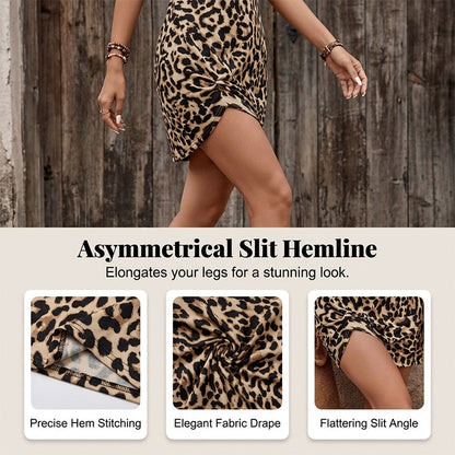 🥳2026 HOT SALE🥳💞50K+ SOLD!💥🐆✨ 50% OFF! Asymmetrical Cold Shoulder Mini Dress – Flattering ruched hem & twisted front. Lightweight & breathable. Perfect for summer getaways. 🌊🌿