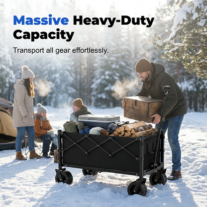 🛒 Tired of carrying heavy loads by hand? This collapsible wagon hauls everything – camping gear, moving boxes, even 50 lb dog food bags. Folds flat to store like a bin! 🔥