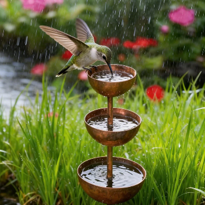 ☔️3-Tier Rustic Metal Bird Feeder & Drinker Stake