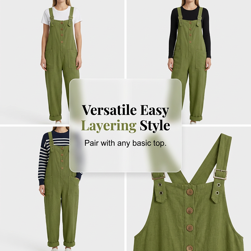 💐New arrival 50% OFF!👖 Women's Casual Button-Front Overalls🌿