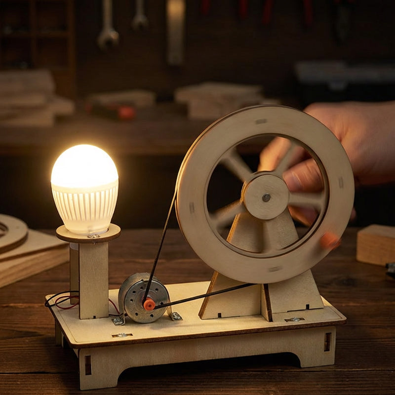✨ DIY Hand-Cranked Generator Science Kit - Wooden STEAM Educational Learning Toy ✨