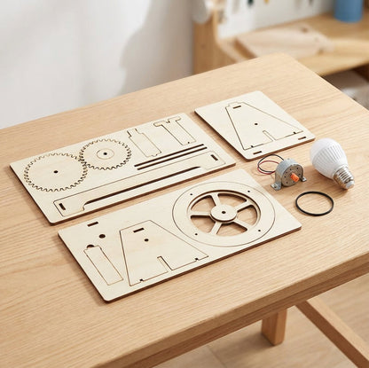 ✨ DIY Hand-Cranked Generator Science Kit - Wooden STEAM Educational Learning Toy ✨