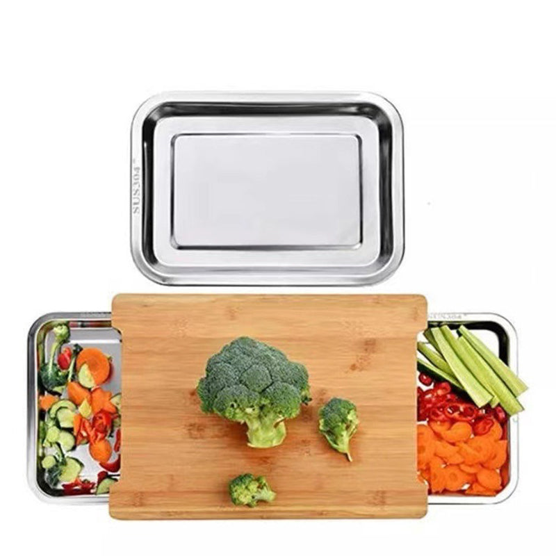✨ Wooden Cutting Board with Slide-Out Trays - Organized Food Prep ✨