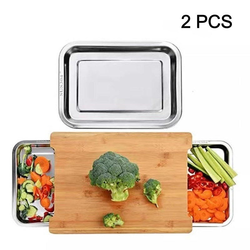 ✨ Wooden Cutting Board with Slide-Out Trays - Organized Food Prep ✨