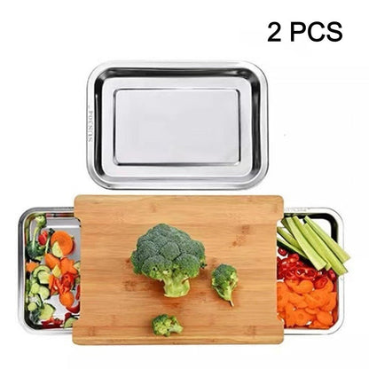 ✨ Wooden Cutting Board with Slide-Out Trays - Organized Food Prep ✨