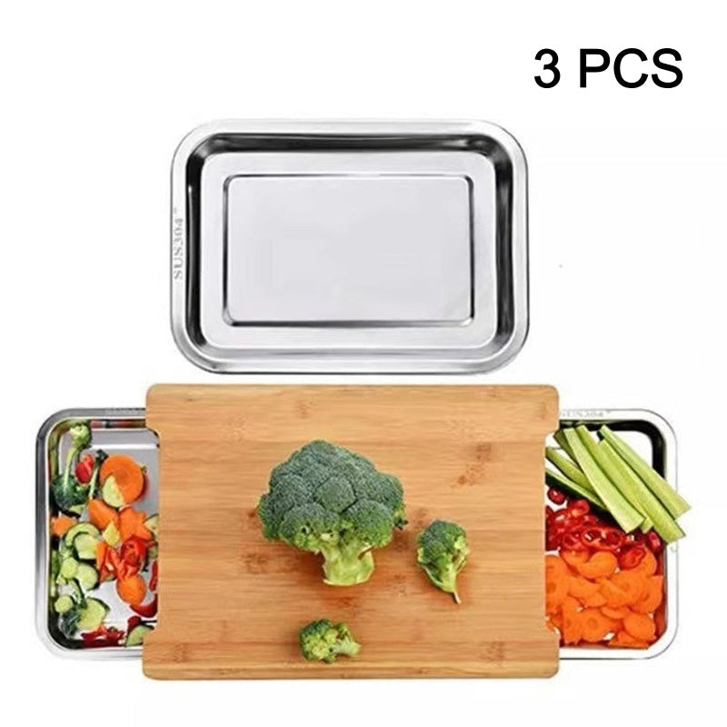 ✨ Wooden Cutting Board with Slide-Out Trays - Organized Food Prep ✨