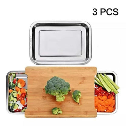 ✨ Wooden Cutting Board with Slide-Out Trays - Organized Food Prep ✨