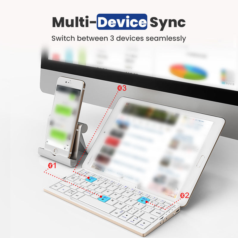 ✨ Portable Folding Bluetooth Keyboard - Multi-Device & Built-in Stand ✨