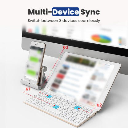 ✨ Portable Folding Bluetooth Keyboard - Multi-Device & Built-in Stand ✨