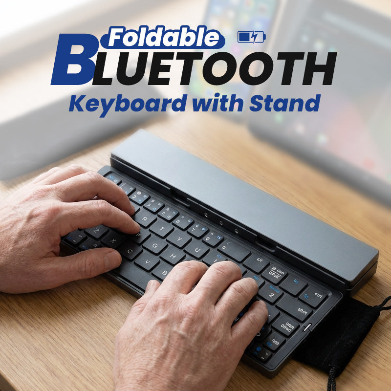 ✨ Portable Folding Bluetooth Keyboard - Multi-Device & Built-in Stand ✨