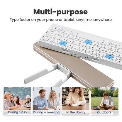 ✨ Portable Folding Bluetooth Keyboard - Multi-Device & Built-in Stand ✨