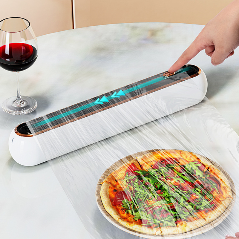✨ 2-Way Slide Cling Film Dispenser - Magnetic Suction Cup Kitchen Wrap Cutter ✨