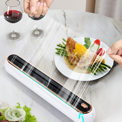 ✨ 2-Way Slide Cling Film Dispenser - Magnetic Suction Cup Kitchen Wrap Cutter ✨