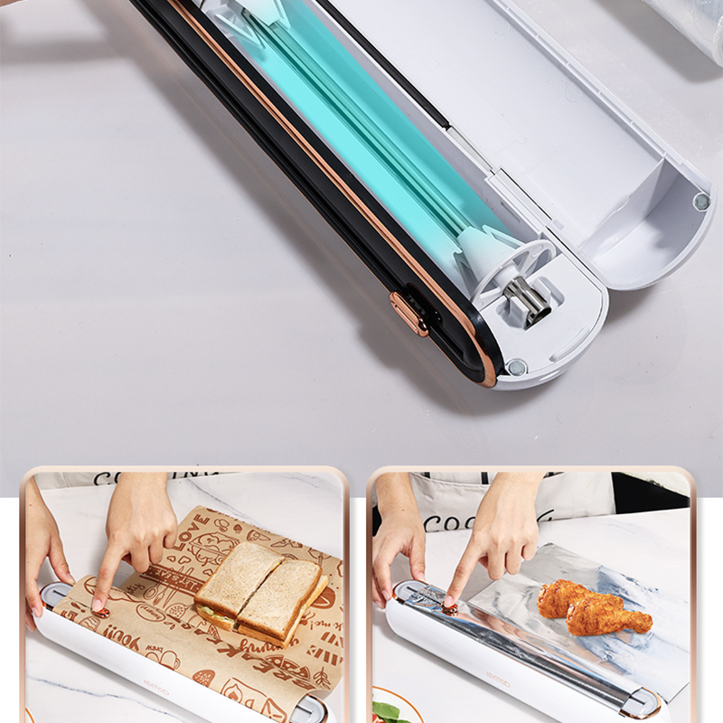 ✨ 2-Way Slide Cling Film Dispenser - Magnetic Suction Cup Kitchen Wrap Cutter ✨