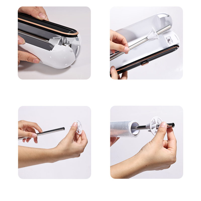✨ 2-Way Slide Cling Film Dispenser - Magnetic Suction Cup Kitchen Wrap Cutter ✨