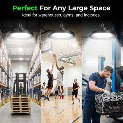 💡🏭 UFO LED High-Bay Light—100W, 160 lm/W, suitable for industrial facilities, warehouses, and large spaces 🏭✨