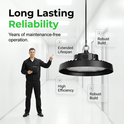 💡🏭 UFO LED High-Bay Light—100W, 160 lm/W, suitable for industrial facilities, warehouses, and large spaces 🏭✨