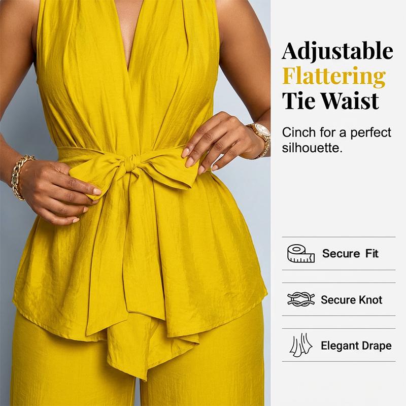 🌟Women's Sleeveless Top & Wide-Leg Pants Set