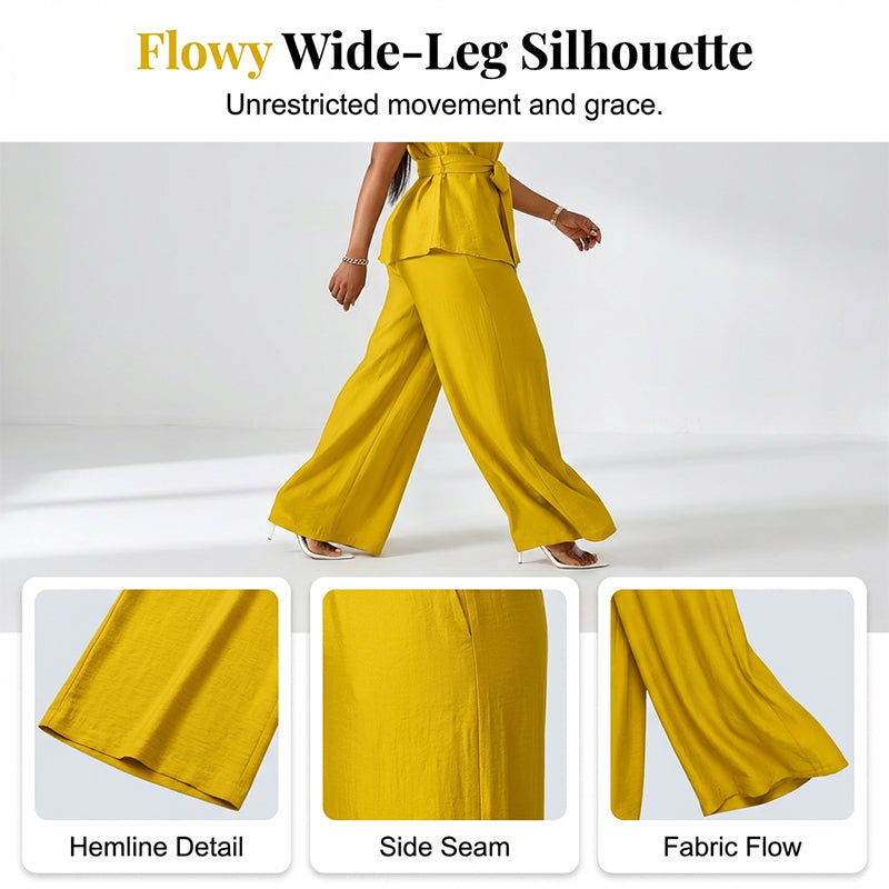 🌟Women's Sleeveless Top & Wide-Leg Pants Set