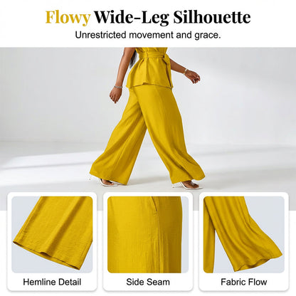 🌟Women's Sleeveless Top & Wide-Leg Pants Set