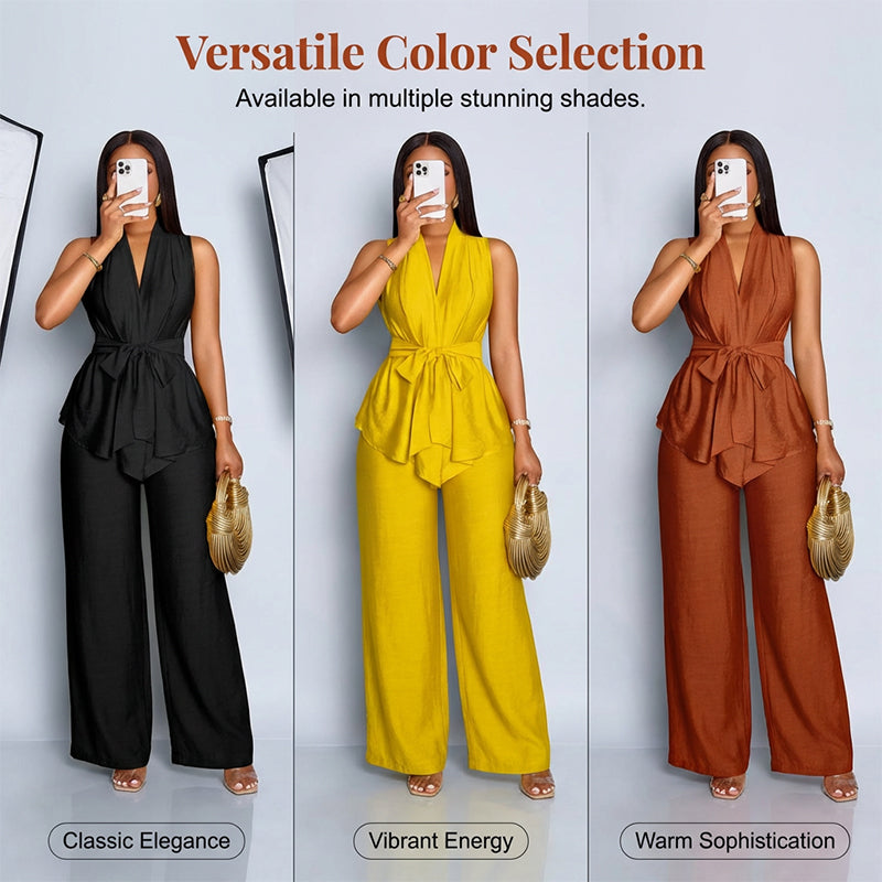 🌟Women's Sleeveless Top & Wide-Leg Pants Set