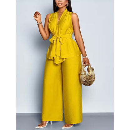 🌟Women's Sleeveless Top & Wide-Leg Pants Set