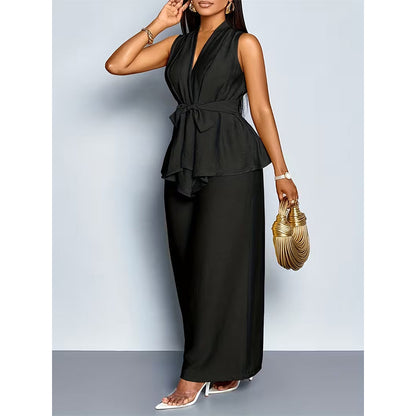 🌟Women's Sleeveless Top & Wide-Leg Pants Set
