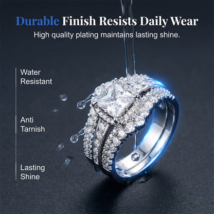 📢📢50% OFF !! ⏰Women's Princess Cut Cubic Zirconia Filled Ring 💍