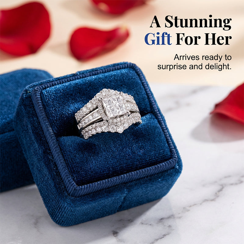 📢📢50% OFF !! ⏰Women's Princess Cut Cubic Zirconia Filled Ring 💍