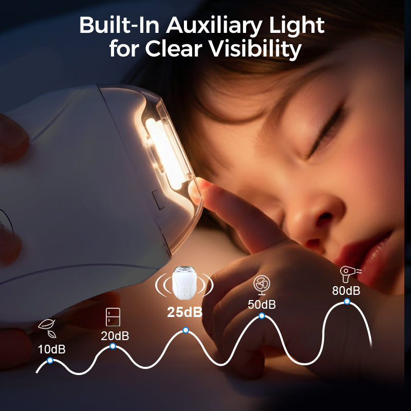 🥳2026 HOT SALE🥳💞50K+ SOLD!🌙🛡️ 50% OFF! 360° Baby Nail Trimmer – Quiet (<25dB), LED light, 3 speeds. Safe for tiny fingers & adults too! 👶💤