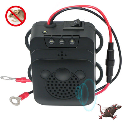 🥳2026 HOT SALE🥳💞50K+ SOLD!💥🐭🚗 50% OFF! Ultrasonic Rodent Repeller – Flashing strobe + fluctuating waves. 12V direct connection, low voltage protection. Protect your engine wires day & night. ⚡🛡️