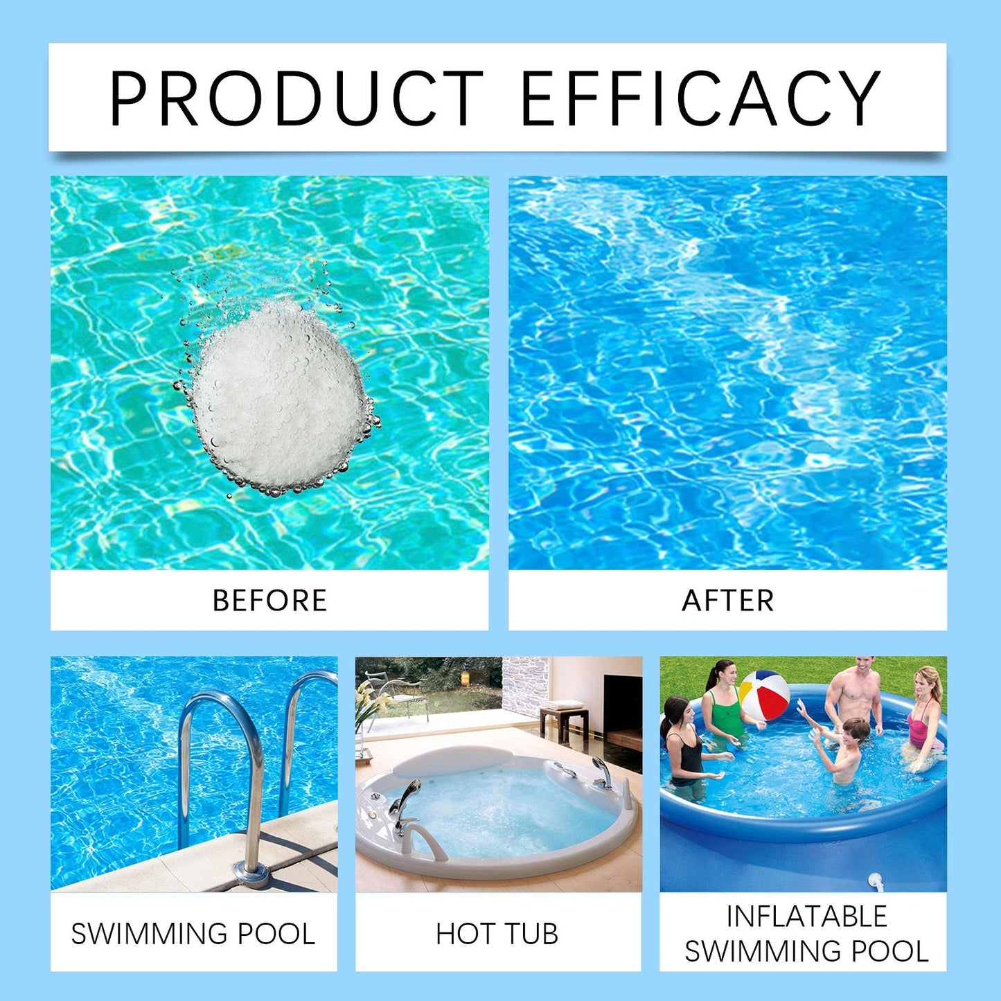 Pool Cleaning Tablets for Crystal Clear Water