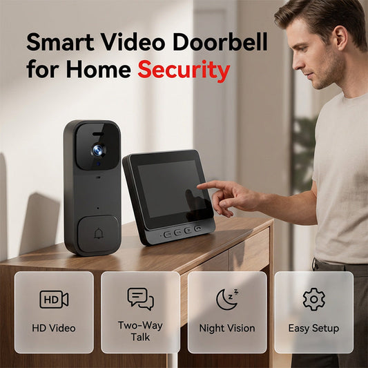 ⏳Time-Limited Special⏰Smart Video Doorbell with 4.3" Display – Two-Way Audio, Night Vision, Wide Angle 🏠