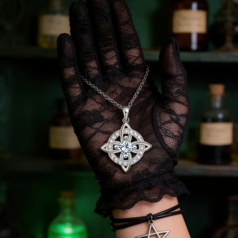 ⏳🔥LIMITED-TIME 50% OFF! ⏰Mystical Birthstone Witches Knot Necklace – Natural Crystal💞Protect Your Loved Ones🔮