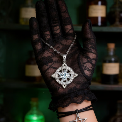 ⏳🔥LIMITED-TIME 50% OFF! ⏰Mystical Birthstone Witches Knot Necklace – Natural Crystal💞Protect Your Loved Ones🔮