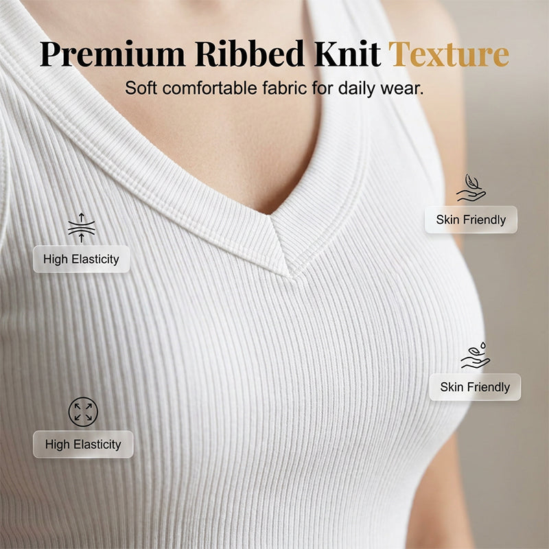 ⛱️Last Day Special Price OFF!!💞Women's V-Neck Ribbed Knit Tank Top