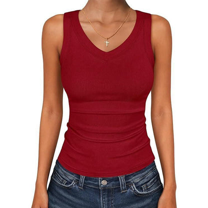 ⛱️Last Day Special Price OFF!!💞Women's V-Neck Ribbed Knit Tank Top