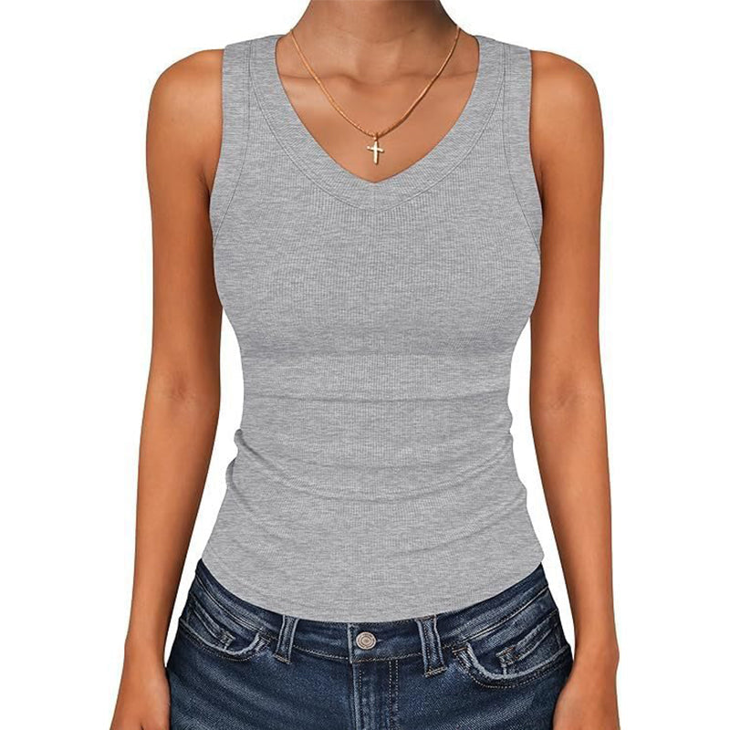 ⛱️Last Day Special Price OFF!!💞Women's V-Neck Ribbed Knit Tank Top