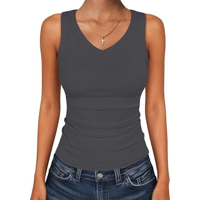 ⛱️Last Day Special Price OFF!!💞Women's V-Neck Ribbed Knit Tank Top