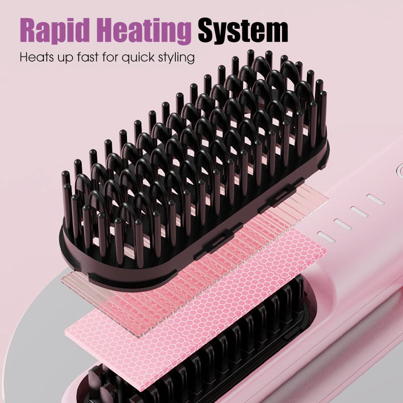 ✨ Cordless Ceramic Hair Straightening Brush – Salon-Quality Results Anywhere! ✨