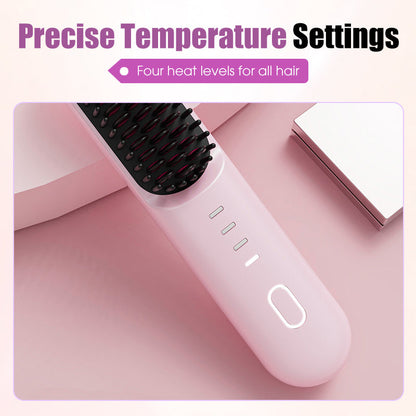 ✨ Cordless Ceramic Hair Straightening Brush – Salon-Quality Results Anywhere! ✨