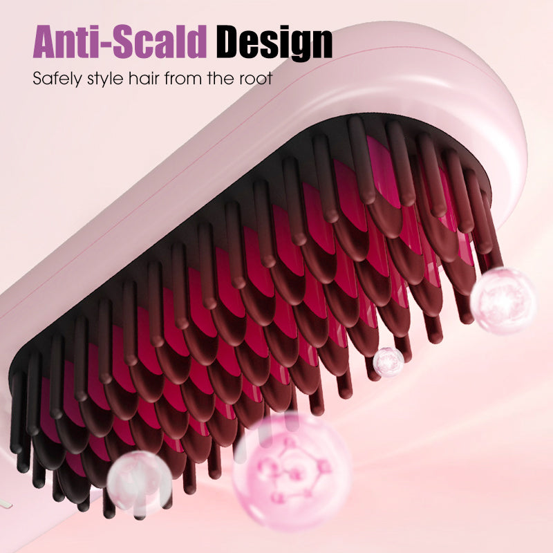 ✨ Cordless Ceramic Hair Straightening Brush – Salon-Quality Results Anywhere! ✨