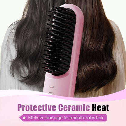 ✨ Cordless Ceramic Hair Straightening Brush – Salon-Quality Results Anywhere! ✨