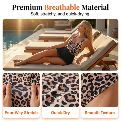 Women's Color-Block Criss-Cross One-Piece Swimdress