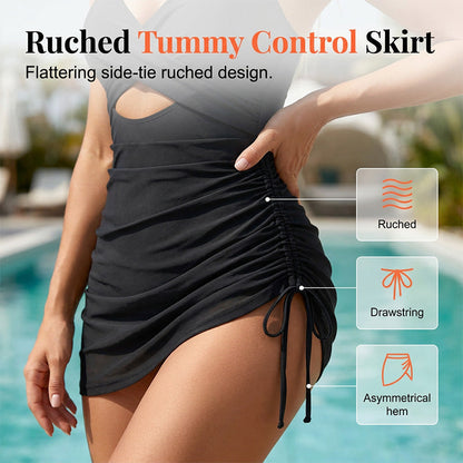 Women's Color-Block Criss-Cross One-Piece Swimdress